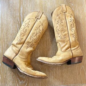 Nocona Cowboy Boots Tan Leather Western Style Size 6 B